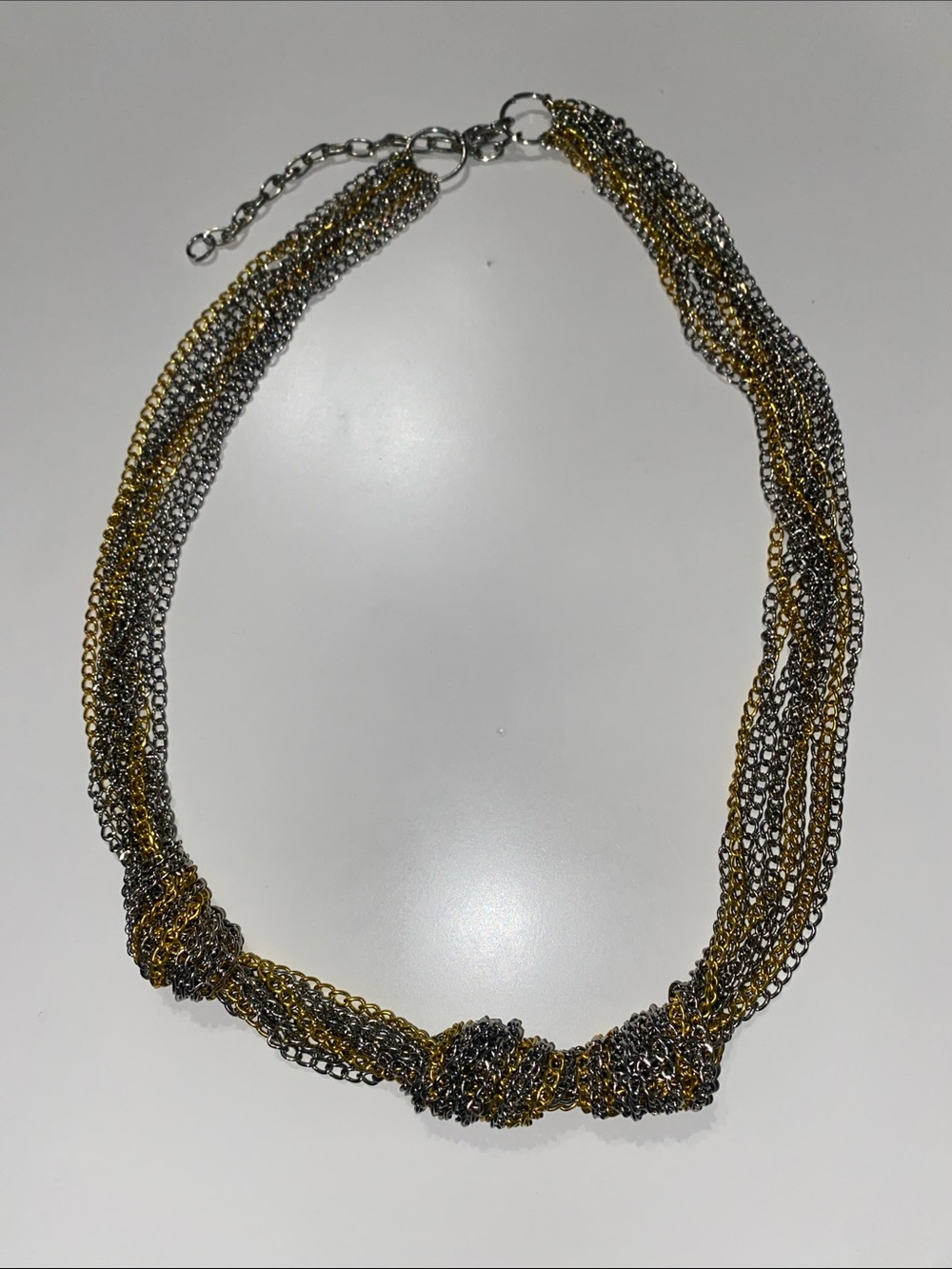 Two-Tone Gold and Silver Multi-Strand Knot Necklace